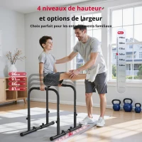 Barres de dips, réglables en hauteur, démontables et portables, 100x58x96 cm, Noir(m-5)