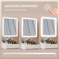 HOMCOM Makeup Mirror with Lights, Rechargeable Vanity Mirror w/ Touch Screen, 2 Lighting Modes and 180° Rotation, White(m-5)