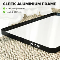 HOMCOM Rectangular Wall Mirror, 90 x 60 cm Wall Mounted Bathroom Mirror with Aluminium Alloy Frame and Tempered Glass, Black(m-4)