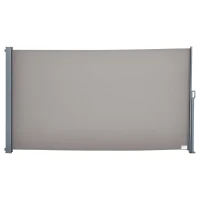 Outsunny Store latéral brise-vue rétractable 300 x 160 cm, paravent extérieur en aluminium, protection solaire, brise-vue extensible pour balcon, jardin, terrasse, gris(m-1)