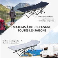 Outsunny Bain de soleil transat chaise longue pliable matelas à double oreiller pochette latérale sac de rangement intégrée(m-4)
