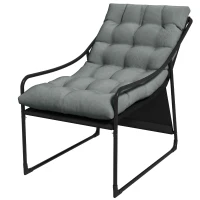 Outsunny Outdoor Lounge, Dikke Kussens, Roestvrij Stalen Frame, 62B x 110D x 88H cm, Grijs/Zwart(m-10)