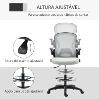 Vinsetto Cadeira de Escritório com Suporte Lombar Apoio para os Braços Dobrável e Altura Ajustável 59x65x102-122 cm Cinza(m-5)
