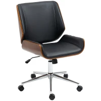 Vinsetto Silla de Oficina Giratoria de PU con Altura Ajustable Función de Inclinación y Ruedas 51x65,5x82-92 cm Negro(m-1)