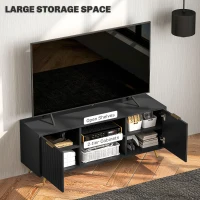 HOMCOM Modern TV Stand Cabinet for TVs up to 55", TV Unit with 2 Open Shelves and 2 Cabinets, Entertainment Centre with Cable Management for Living Room, Black(m-5)