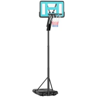 SPORTNOW Basketballkorb, 146-236 cm höhenverstellbar, Basketballständer, rollbar, Stahl, Kunststoff, Schwarz(m-1)