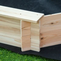 Outsunny Kids Wooden Sand Pit Children Sandbox with Cover Outdoor Playset for Backyard for 3-8 years 139.5 x 139.5 x 21.5 cm(m-7)