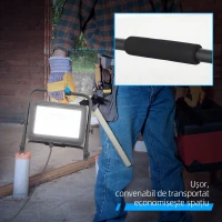 HOMCOM Proiector LED de lucru 6500K cu cap rotativ și suport reglabil, din aluminiu și metal, 35x20x32 cm, negru(m-8)