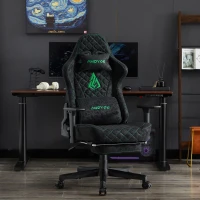 Chaise gaming ergonomique, entièrement rembourrée, respirante, anti-plis et durable, 70x70x131 cm, Noir(m-7)