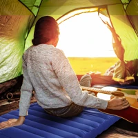 Outsunny Camping-Luchtmatras met Pomp, Snel Opblaasbaar, Duurzaam, 195x70x10cm, Blauw(m-2)