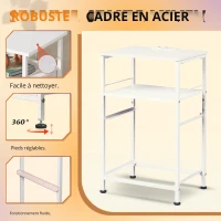 Table de chevet avec fonction de charge, grand espace de rangement, convient pour chambre à coucher, salon et bureau, 39,8x29,8x64,2 cm, Blanc(m-7)