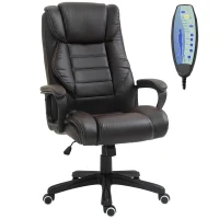 Vinsetto Massage Bureaustoel, verstelbare Directiestoel, ergonomische Draaistoel, 6 Vibratiepunten, Bruin(m-1)