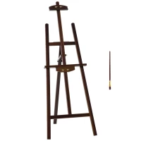HOMCOM Caballete de Pintura de Madera con Ángulo Ajustable 75° Soporte Trípode y Pincel para Lienzos 51,5x71,5x134,5 cm Café(m-11)