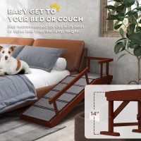 PawHut Wooden Dog Ramp with Removable Guardrails, Non-Slip Surface, 125 cm Long, Brown(m-6)