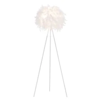 HOMCOM Lámpara de Pie con Trípode de Metal y Pantalla de Plumas con Interruptor de Pie Estilo Moderno para Dormitorio Sala de Estar Salón Estudio 54x54x147 cm Blanco(m-1)