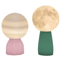 HOMCOM tafellampenset in planeten-Optiek, 3-kleurig, USB, kunststof, wit(m-11)