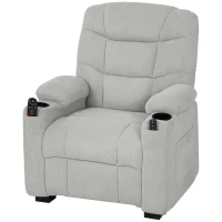 HOMCOM Poltrona Relax Elétrica Reclinável com Calor Lombar, Massagem Vibratória, Motor Silencioso, Função Memória, USB - Cinzento(m-7)