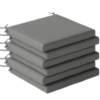 Outsunny Juego de Cojines para Sillas de Comedor 46x42x7 cm 6 Piezas con Funda Lavable y Lazos Impermeable Anti-UV Gris Oscuro(m-1)