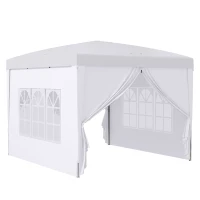 Outsunny Paviljoen, Partytent, 4 afneembare zijwanden, 2 ramen, metalen frame, 2,95 x 2,95 m, Wit(m-1)