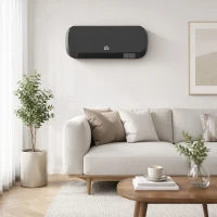 HOMCOM Stufa Elettrica Basso Consumo da Parete con Telecomando, Temperatura Regolabile e Timer 12 Ore, Nero(m-8)