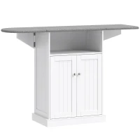 HOMCOM Ironing Board Cabinet on Wheels with Foldable Top, Mobile Storage Cabinet with Ironing Board, Open Compartment, White(m-1)