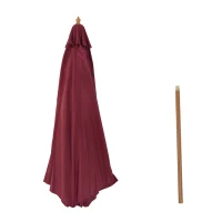 Outsunny Ombrellone da Giardino 3x2.5 con Palo in Legno e 8 Stecche e Copertura in Poliestere Rosso Scuro(m-7)