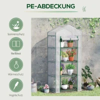 Outsunny Kas met Planken, Weerbestendig, Oprolbare Deur, 70 cm x 50 cm x 160 cm, Wit + Zwart(m-5)