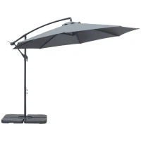 Outsunny Ampelscherm Parasol Tuinscherm, inclusief kruisvoet, weerbestendig, 292 cm x 292 cm x 247 cm, Grijs(m-11)