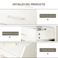 Vinsetto Cajonera de Escritorio con Ruedas, Cajonera de Oficina con 4 Cajones, Archivador Móvil para Estudio, Salón, para Debajo del Escritorio, 40x36x65 cm, Blanco(m-6)