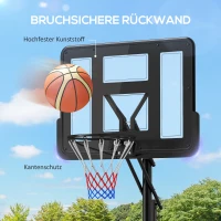 SPORTNOW Basketbalstandaard, Hoogteverstelbare Korhoogte 235-305 cm, Vulbare Basis met Wielen, Zwart(m-8)