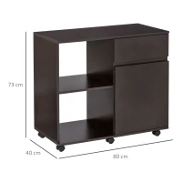 HOMCOM Printertafel trolley printerstandaard met laden+plank spaanplaat bruin(m-3)