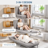 HOMCOM Single Snow Flannel Chair Bed - Grey(m-4)