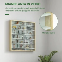 HOMCOM Bacheca Portaoggetti a 5 Ripiani Regolabili in Legno con Ante in Vetro, 80x9.5x83 cm, Bianco e Rovere(m-5)