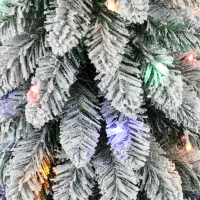 HOMCOM Artificial Christmas Tree Set of 3, Snowy Pre-Lit Christmas Tree with PVC Branch Tips, 90/120/150 cm, Green White(m-10)