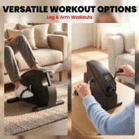 SPORTNOW Mini Exercise Bike with Stepless Adjustable Resistance, LCD Display and 4-Level Pedal Straps for Home Workout, Black(m-4)