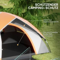 Outsunny Koepeltent voor 2 personen licht, stabiel, waterdicht familietent met deur & raam draagtas Grijs+Roestrood(m-4)