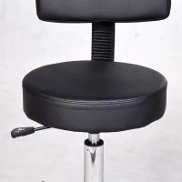 HOMCOM Sgabello con Schienale da Salone Sedia Girevole in Finta Pelle Altezza Regolabile Nero(m-8)
