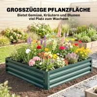 Outsunny Bedplantenbak met Stalen Kast Groen 120 x 120 x 30 cm(m-4)