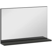 kleankin Specchio Bagno da Parete con Mensola Design Moderno e Multiuso, 60x12x40 cm, Nero(m-1)