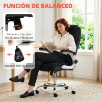 HOMCOM Silla de escritorio Ergonómica con Respaldo Alto Reposabrazos Abatibles Asiento con Muelles Altura Ajustable Negro(m-8)