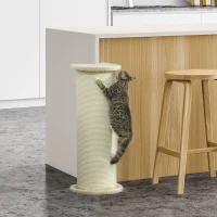 PawHut krabpaal voor katten 85 cm, hoekontwerp, ruimtebesparend, 35 cm x 35 cm x 85 cm, roomwit(m-2)