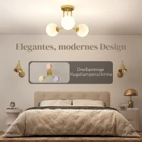 HOMCOM Plafondlamp met bolvormige lampenkappen en G9-fittingen, exclusief lichtbronnen, goudkleurig(m-4)