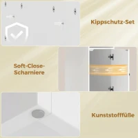 HOMCOM Kast boven de wasmachine met Soft-Close scharnieren, moderne badkamerorganizer boven toilet met open vakken(m-7)