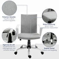 Vinsetto bureaustoel kantoorstoel mesh rugleuning met kantelfunctie hoofdsteun stoel thuiskantoor in hoogte verstelbaar ergonomisch 360° zwenkwielen schuimstof nylon grijs 61 x 61 x 89-99 cm(m-7)