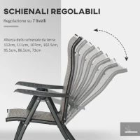 Outsunny Set da 2 Sedie da Giardino Pieghevoli in Rattan PE, Schienale 7 Posizioni, 71x58x111cm(m-5)