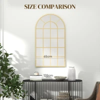 HOMCOM 110 x 65 cm Arched Decorative Wall Mirror for Bedroom Living Room, Modern Window Bathroom Mirror for Home Decor(m-7)
