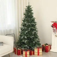 HOMCOM Brad de Crăciun înzăpezit cu 850 de ramuri și design pe secțiuni, din plastic și oțel, Ø110x180 cm, verde(m-2)