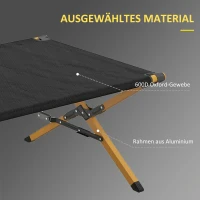 Outsunny Zonnebed Strandbed Tuinbed, inklapbaar, weerbestendig, 196 cm x 64 cm x 45 cm, Zwart(m-5)