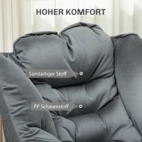 HOMCOM Moderne accentstoel, gestoffeerde stoel met stalen poten en zijvakken, voor woonkamer, slaapkamer, grijs(m-4)