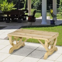 Outsunny Panchina da Giardino 2 Posti a Doghe con Gambe a Ruota di Carro, in Legno, 98x50x39.5 cm, color Legno(m-10)